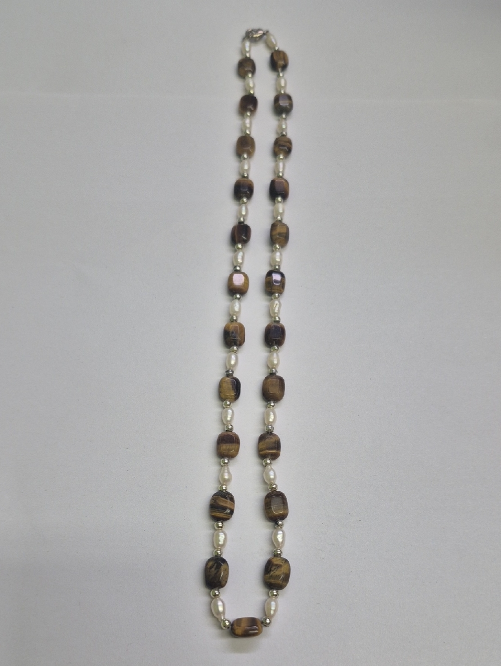 Tiger Eye And Freshwater Pearls Beaded 18" In. Necklace - Women's Jewelry